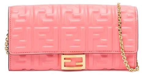 fendi continental wallet pink|baguette continental wallet with chain.